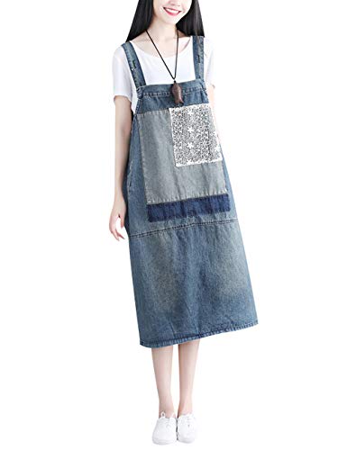 Bigassets Damen Verstellbarer Riemen Denim Straps Rock Ärmelloses Kleid Style 1 Blue von Bigassets