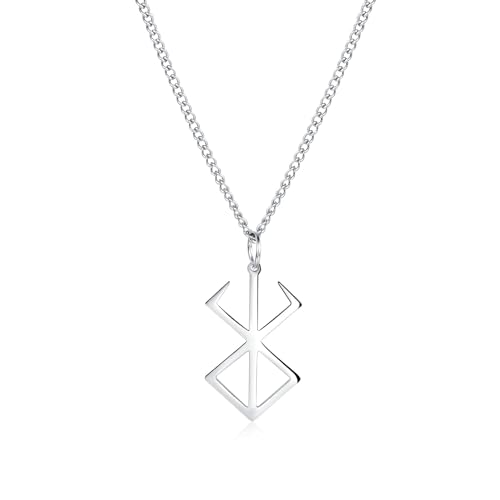 Berserker Runen-Anhänger Halskette für Männer und Frauen, Bindrune-Symbol, hypoallergen, Edelstahl, nordisches Amulett, Talisman, Einzigartiger Glaubenszeichen, 61 cm, Metall von Bigbabybig