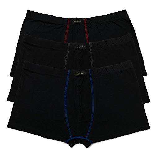 Bigdale 3er Pack Set Retroshorts Boxershorts Herren | Unterhosen Männer in Übergrößen Größe 3XL-10XL | Boxer Shorts for Men aus 100% Baumwolle in schwarz | Black/Black/Black, (Größe 12) 4XL von Bigdale