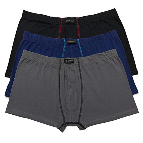 Bigdale 3er Pack Set Retroshorts Boxershorts Herren | Unterhosen Männer in Übergrößen Größe 3XL-10XL | Boxer Shorts for Men aus 100% Baumwolle in schwarz | Black/Navy/Grey, (Größe 14) 5XL von Bigdale