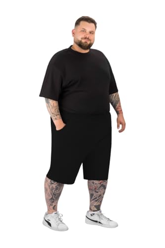 Bigdale Freizeit-Shorts Baumwolle in Übergrößen | Kurze Hosen Herren große Größen | in vielen Farben | Kurze Freizeithose Herren Übergröße 3XL 4XL 5XL 6XL 8XL 10XL 12XL 15XL - Deep Black, 15XL von Bigdale