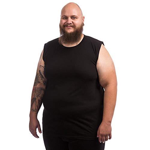 Bigdale Tank-Top Herren Baumwolle | Achselshirts Herren Übergröße | Herren Muskelshirt Baumwolle | Tank-Top Herren | Herren Unterhemden | Deep Black / 24 / 10XL von Bigdale