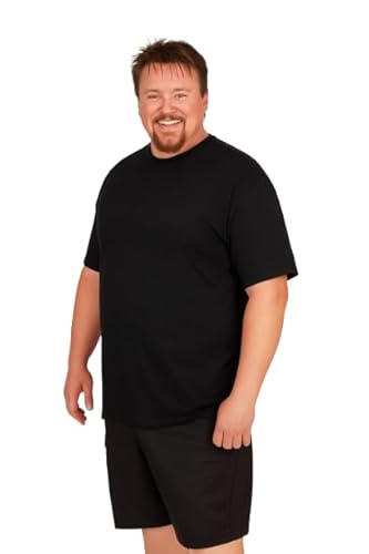 Bigdale Super Premium Bigsize T-Shirts - Interlock Jersey - Basic T-Shirt Herren - Übergröße Shirts aus Baumwolle mit Rundhals - Übergrösse Shirt - Deep Black, 4XL von Bigdale