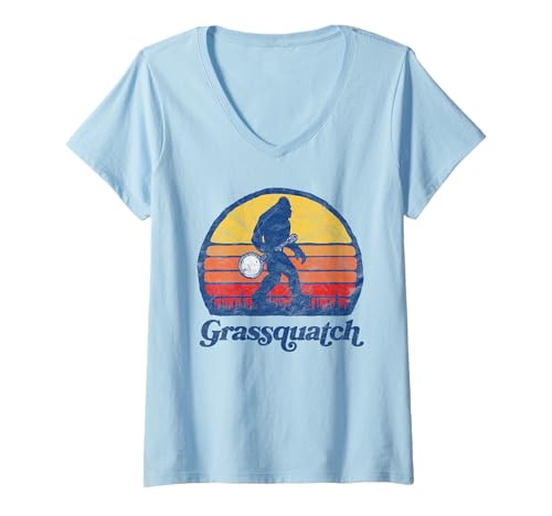 Damen Grassquatch! Funny Bigfoot & Banjo Bluegrass Sasquatch Shirt T-Shirt mit V-Ausschnitt von Bigfoot Bluegrass Believer Tees