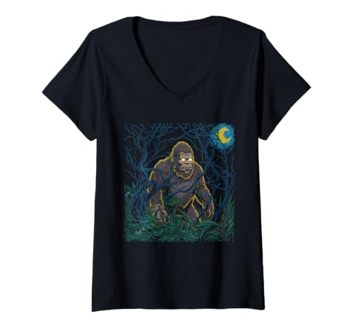 Damen Bigfoot Tshirt Starry Night Sasquatch Van Gogh Sky Gemälde T-Shirt mit V-Ausschnitt Damen Bigfoot Tshirt Starry Night Sasquatch Van Gogh Sky Gemälde T-Shirt mit V-Ausschnitt von Bigfoot Geschenk Starry Night Sasquatch Van Gogh