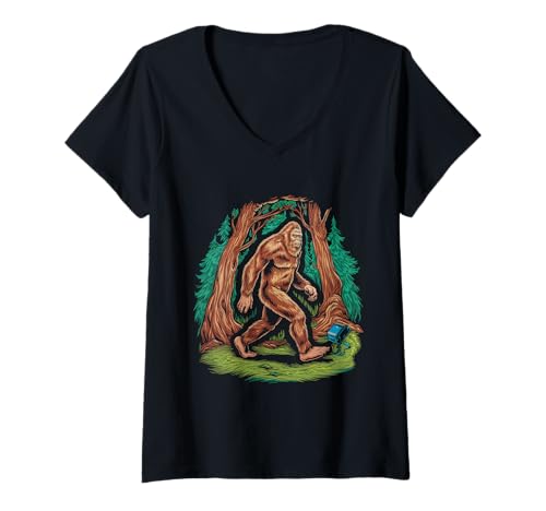 Damen Bigfoot Tshirt Starry Night Sasquatch Van Gogh Sky Gemälde T-Shirt mit V-Ausschnitt Damen Bigfoot Tshirt Starry Night Sasquatch Van Gogh Sky Gemälde T-Shirt mit V-Ausschnitt von Bigfoot Geschenk Starry Night Sasquatch Van Gogh