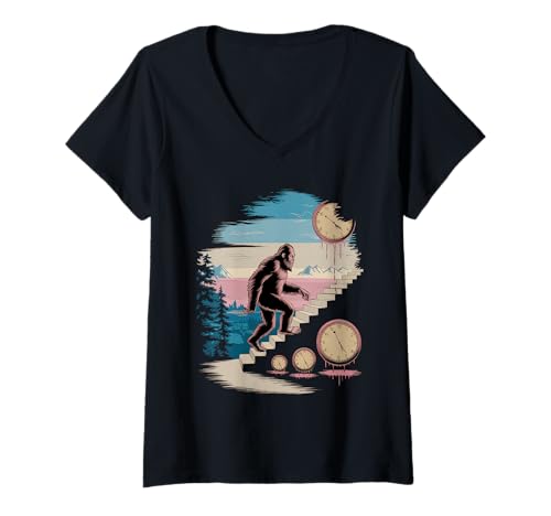Damen Bigfoot Tshirt Starry Night Sasquatch Van Gogh Sky Gemälde T-Shirt mit V-Ausschnitt Damen Bigfoot Tshirt Starry Night Sasquatch Van Gogh Sky Gemälde T-Shirt mit V-Ausschnitt von Bigfoot Geschenk Starry Night Sasquatch Van Gogh