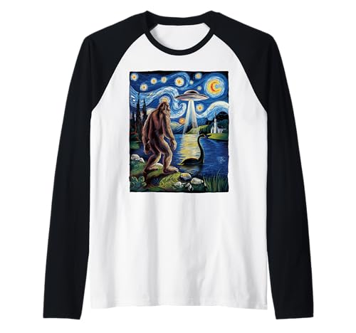 Bigfoot Sasquatch Loch Ness Sternennacht Geschenke Männer Frauen Kinder Raglan von Bigfoot Loch Ness Apparel Gifts Graphic Tees