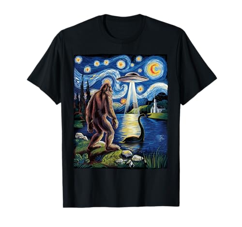 Bigfoot Sasquatch Loch Ness Sternennacht Geschenke Männer Frauen Kinder T-Shirt von Bigfoot Loch Ness Apparel Gifts Graphic Tees