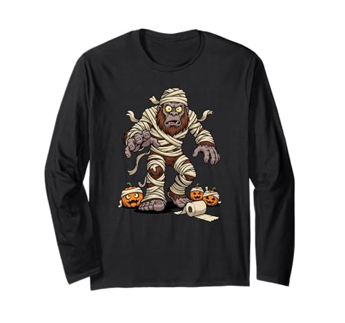Lustiger Bigfoot Mummy Kürbis Halloween Kinder Herren Damen Langarmshirt von Bigfoot Lovers Cute Halloween Outfits for Boy Girl