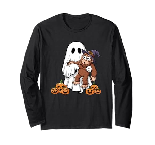 Lustiger Geist Bigfoot Kürbis Halloween Kinder Herren Damen Langarmshirt von Bigfoot Lovers Cute Halloween Outfits for Boy Girl
