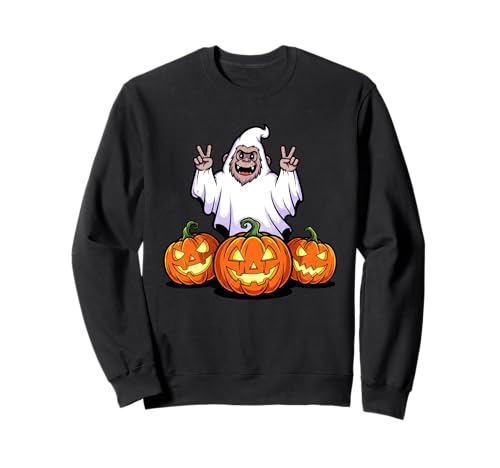 Lustiger Bigfoot Ghost Pumpkin Boo Halloween Kinder Herren Damen Sweatshirt von Bigfoot Lovers Halloween Ghost Pumpkin Outfits