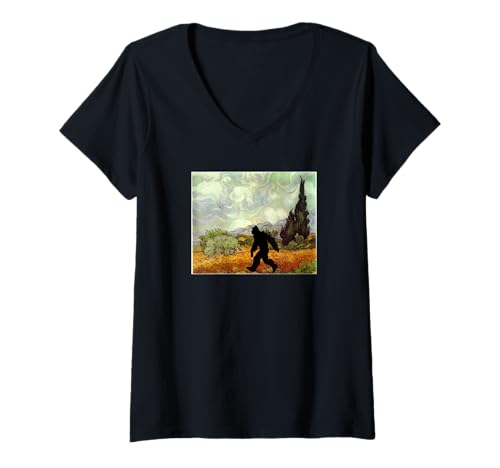 Damen Bigfoot Shirt Bigfoot Auf der Suche nach Vincent Van Gogh T-Shirt mit V-Ausschnitt von Bigfoot Novel T-Shirt Designs
