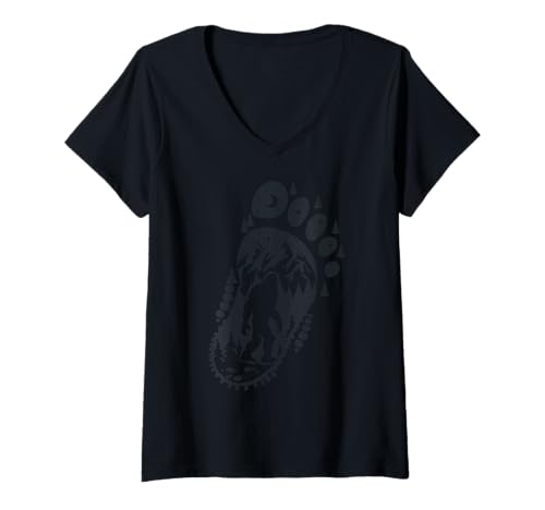 Damen Bigfoot - UFO - Alien Encounter - UFO Abduktion - Paranormal T-Shirt mit V-Ausschnitt von Bigfoot Sighting - UFO