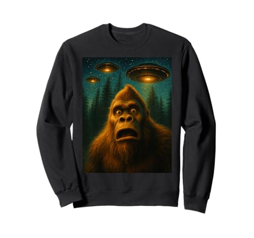 Bigfoot Sasquatch Alien UFO Sternennacht Geschenke Männer Frauen Kinder Sweatshirt von Bigfoot Suprise Apparel Gifts Graphic Tees