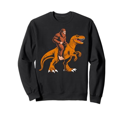 Bigfoot Reiten Dinosaurier Kinder Sasquatch Reiten T Rex Jungen Sweatshirt von Bigfoot riding dinosaur T Rex