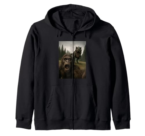 Lustiger Bigfoot Dinosaurier Trex Selfie Jungen Mädchen Kinder Kapuzenjacke von BigfootAxis1