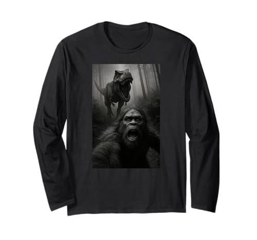 Lustiger Bigfoot Dinosaurier Trex Selfie Jungen Mädchen Kinder Langarmshirt von BigfootAxis1