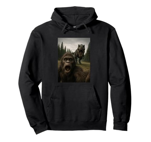 Lustiger Bigfoot Dinosaurier Trex Selfie Jungen Mädchen Kinder Pullover Hoodie von BigfootAxis1
