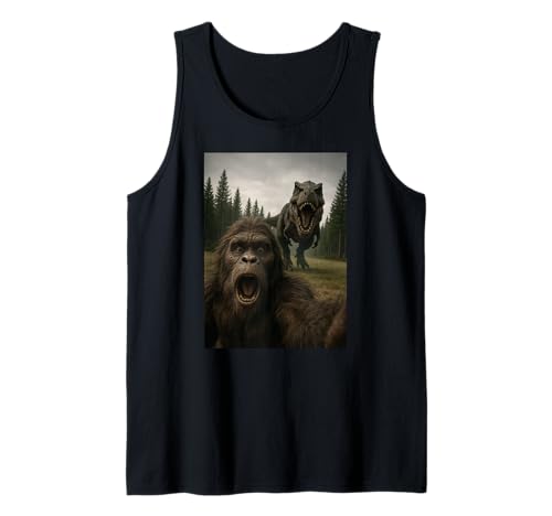 Lustiger Bigfoot Dinosaurier Trex Selfie Jungen Mädchen Kinder Tank Top von BigfootAxis1