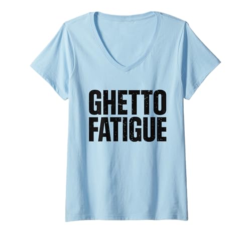 Damen Ghetto-Müdigkeit T-Shirt mit V-Ausschnitt von Bigger Than Black & White Ghetto Fatigue Designs
