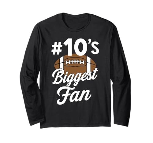 Nummer 10 Biggest Fan Fußball Mama Frau Supporter Sohn Cheer Langarmshirt von Biggest Football Fan Number Apparel