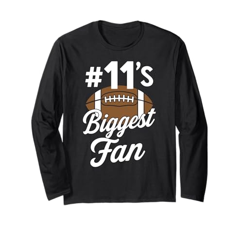 Nummer 11 Biggest Fan Fußball Mama Frau Supporter Sohn Cheer Langarmshirt von Biggest Football Fan Number Apparel