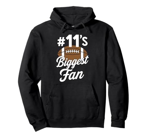 Nummer 11 Biggest Fan Fußball Mama Frau Supporter Sohn Cheer Pullover Hoodie von Biggest Football Fan Number Apparel