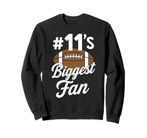 Nummer 11 Biggest Fan Fußball Mama Frau Supporter Sohn Cheer Sweatshirt von Biggest Football Fan Number Apparel