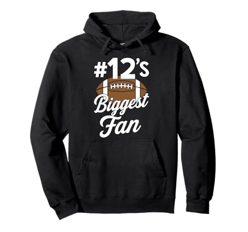 Nummer 12 Biggest Fan Fußball Mama Frau Supporter Sohn Cheer Pullover Hoodie von Biggest Football Fan Number Apparel
