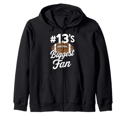 Nummer 13 Biggest Fan Fußball Mama Frau Supporter Sohn Cheer Kapuzenjacke von Biggest Football Fan Number Apparel