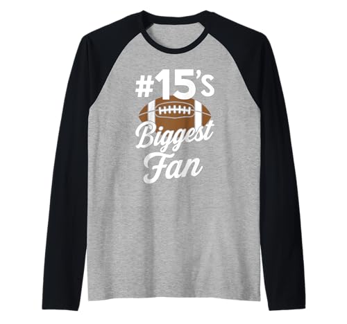 Nummer 15 Biggest Fan Fußball Mama Frau Supporter Sohn Cheer Raglan von Biggest Football Fan Number Apparel