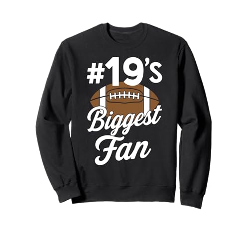 Nummer 19 Biggest Fan Fußball Mama Frau Supporter Sohn Cheer Sweatshirt von Biggest Football Fan Number Apparel
