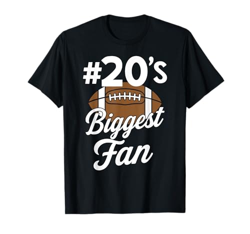 Nummer 20 Biggest Fan Fußball Mama Frau Supporter Sohn Cheer T-Shirt von Biggest Football Fan Number Apparel