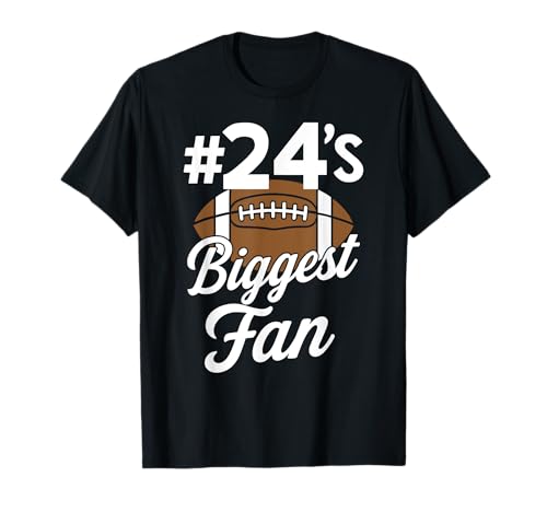 Nummer 24 Biggest Fan Fußball Mama Frau Supporter Sohn Cheer T-Shirt von Biggest Football Fan Number Apparel