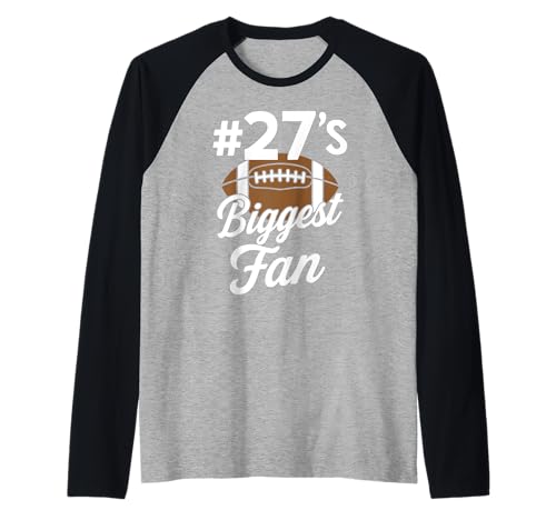 Nummer 27 Biggest Fan Fußball Mama Frau Supporter Sohn Cheer Raglan von Biggest Football Fan Number Apparel