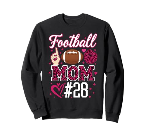 Nummer 28 Biggest Fan Fußball Mama Frau Supporter Sohn Cheer Sweatshirt von Biggest Football Fan Number Apparel