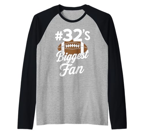 Nummer 32 Biggest Fan Fußball Mama Frau Supporter Sohn Cheer Raglan von Biggest Football Fan Number Apparel