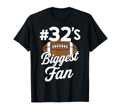 Nummer 32 Biggest Fan Fußball Mama Frau Supporter Sohn Cheer T-Shirt von Biggest Football Fan Number Apparel