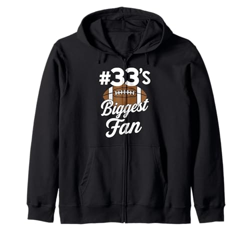 Nummer 33 Biggest Fan Fußball Mama Frau Supporter Sohn Cheer Kapuzenjacke von Biggest Football Fan Number Apparel