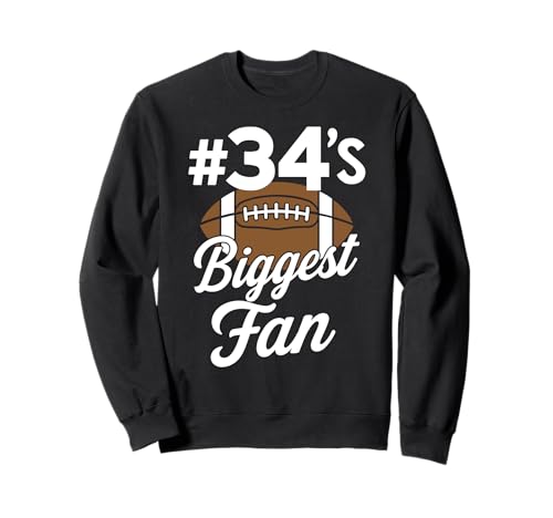 Nummer 34 Biggest Fan Fußball Mama Frau Supporter Sohn Cheer Sweatshirt von Biggest Football Fan Number Apparel