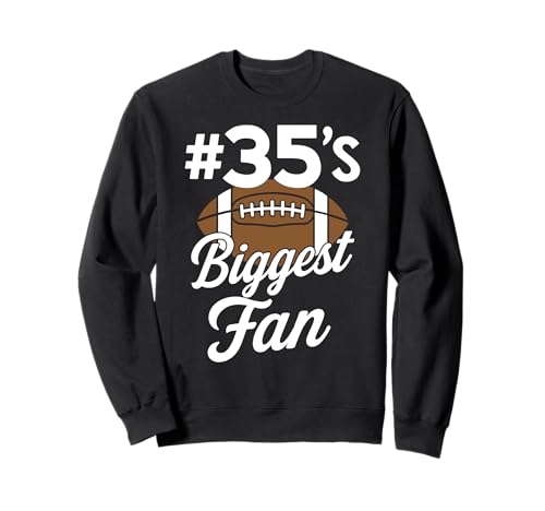 Nummer 35 Biggest Fan Fußball Mama Frau Supporter Sohn Cheer Sweatshirt von Biggest Football Fan Number Apparel