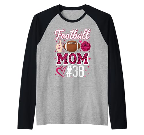 Nummer 38 Biggest Fan Fußball Mama Frau Supporter Sohn Cheer Raglan von Biggest Football Fan Number Apparel