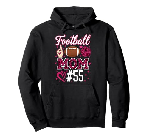 Nummer 55 Biggest Fan Fußball Mama Frau Supporter Sohn Cheer Pullover Hoodie von Biggest Football Fan Number Apparel