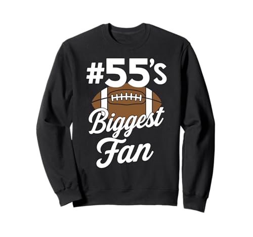 Nummer 55 Biggest Fan Fußball Mama Frau Supporter Sohn Cheer Sweatshirt von Biggest Football Fan Number Apparel