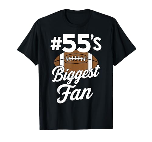 Nummer 55 Biggest Fan Fußball Mama Frau Supporter Sohn Cheer T-Shirt von Biggest Football Fan Number Apparel
