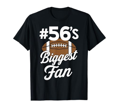 Nummer 56 Biggest Fan Fußball Mama Frau Supporter Sohn Cheer T-Shirt von Biggest Football Fan Number Apparel