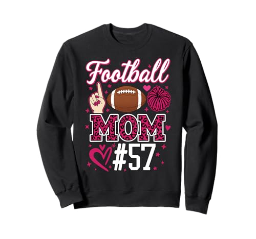 Nummer 57 Biggest Fan Fußball Mama Frau Supporter Sohn Cheer Sweatshirt von Biggest Football Fan Number Apparel