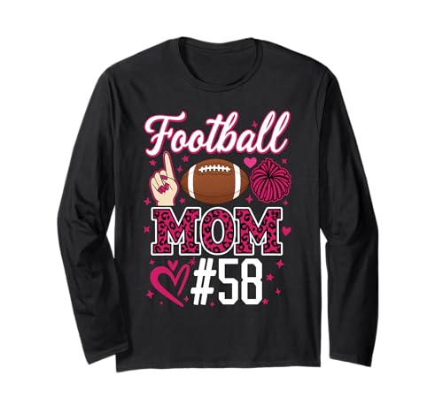 Nummer 58 Biggest Fan Fußball Mama Frau Supporter Sohn Cheer Langarmshirt von Biggest Football Fan Number Apparel