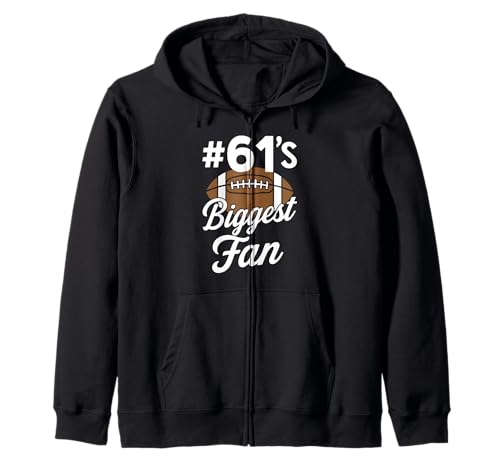 Nummer 61 Biggest Fan Fußball Mama Frau Supporter Sohn Cheer Kapuzenjacke von Biggest Football Fan Number Apparel